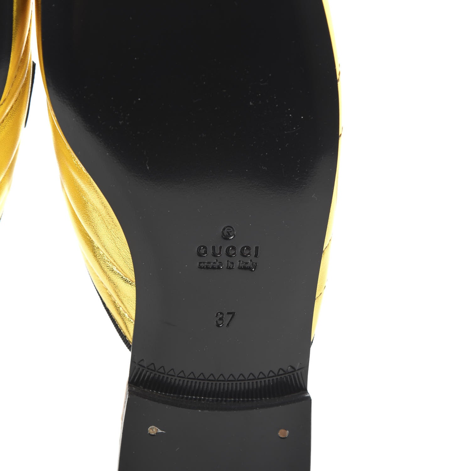 Gucci Metallic Nappa Quilted Womens Princetown Slippers 37 Gold 6 of 9
