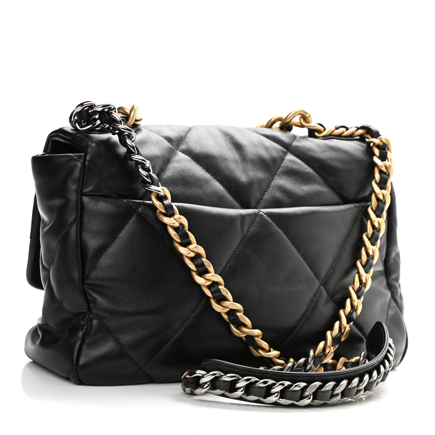 Lambskin Quilted Large Chanel 19 Flap Black