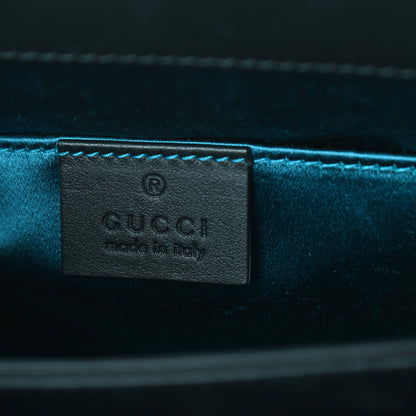 Gucci Suede Patent Web Dragon Embroidered Small Ophidia Chain Shoulder Bag Blue Black 8 of 9