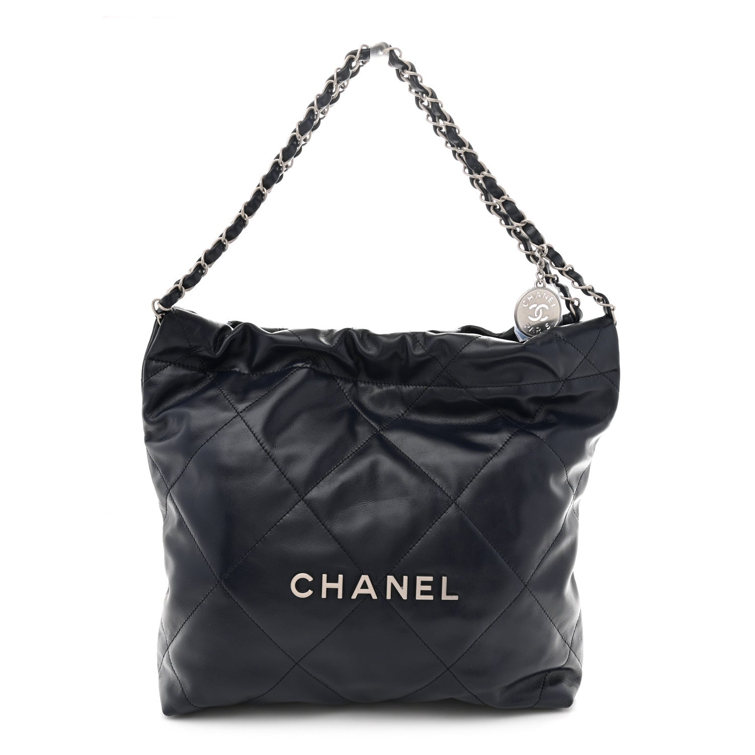 Chanel Shiny Calfskin Quilted Small Chanel 22 Navy 1 of 10