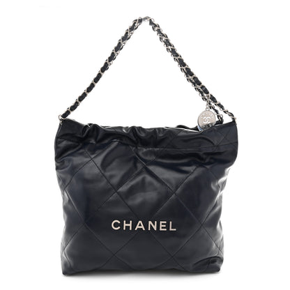 Chanel Shiny Calfskin Quilted Small Chanel 22 Navy 1 of 10