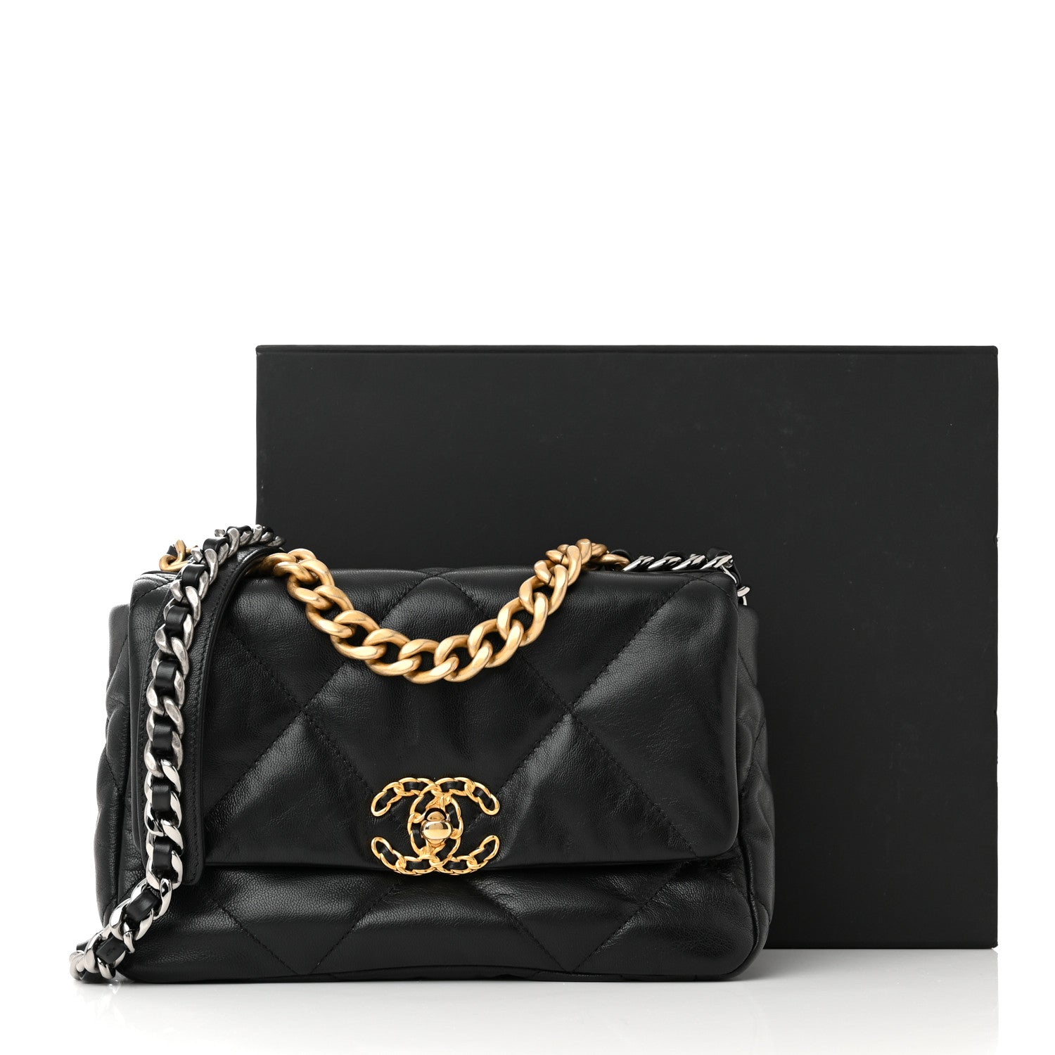 Chanel Goatskin Quilted Medium Chanel 19 Flap Black 12 of 12