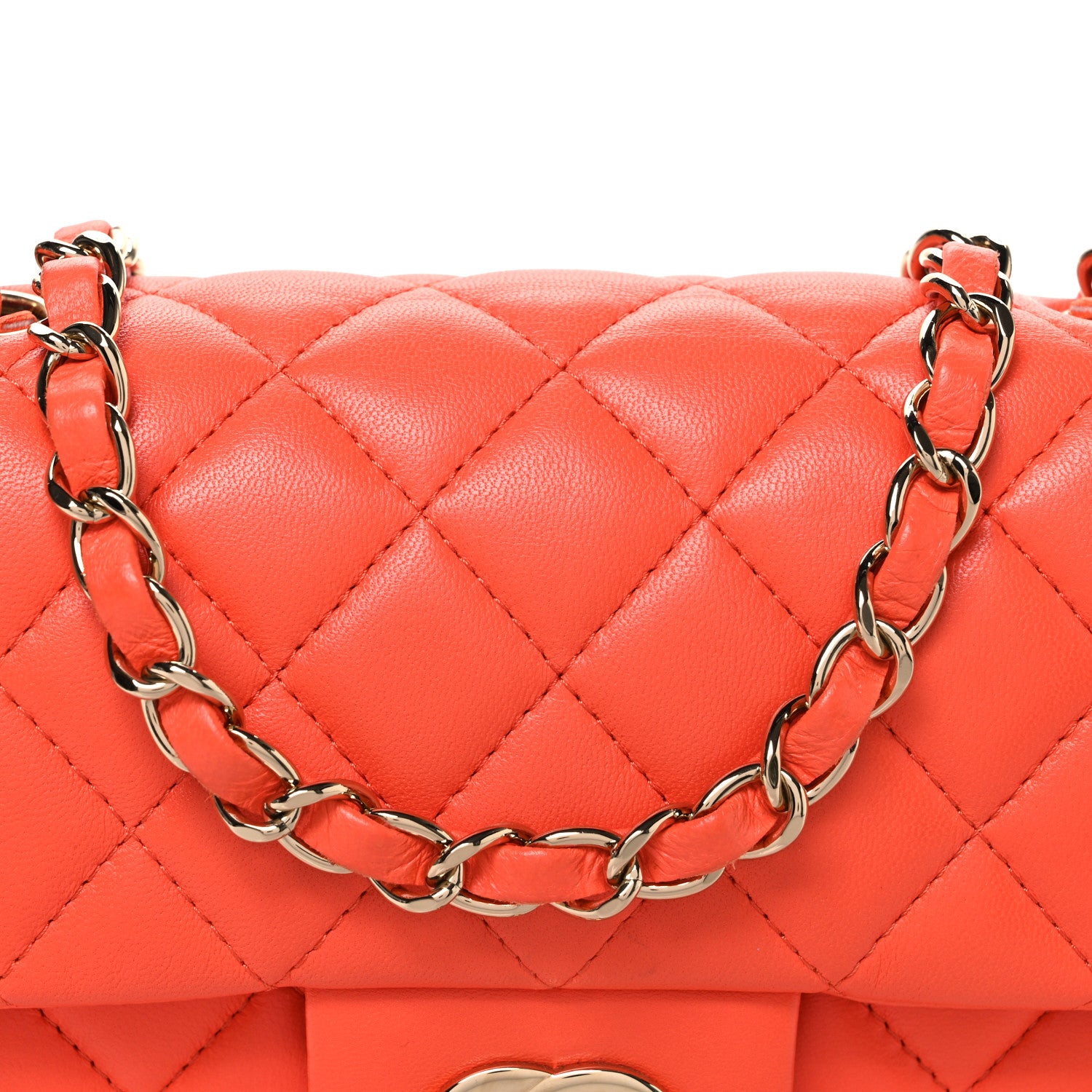 Chanel Lambskin Quilted Mini Rectangular Flap Orange 8 of 10