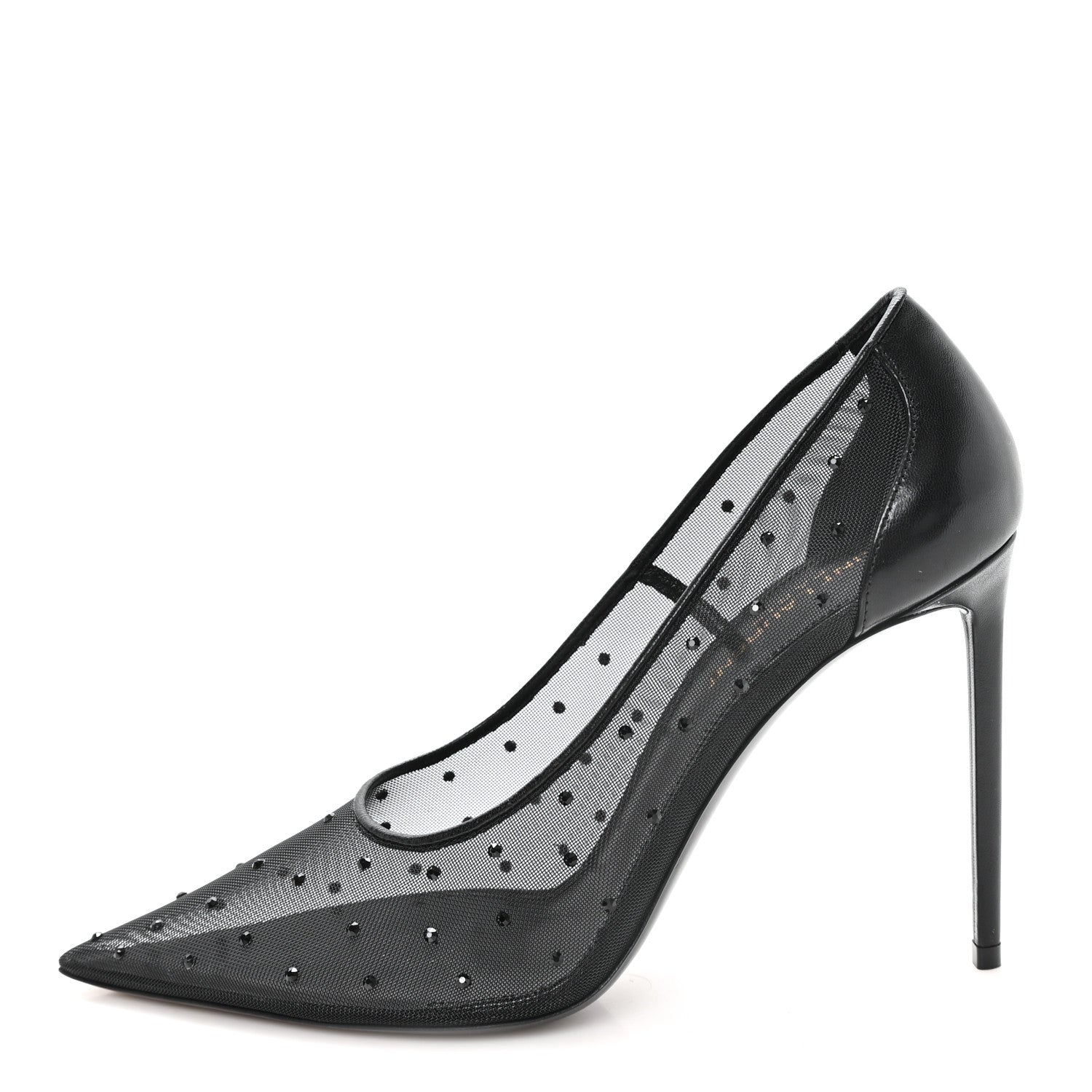 Saint Laurent Rhinestone Mesh 105 Anja Pumps 38 Black 1 of 8