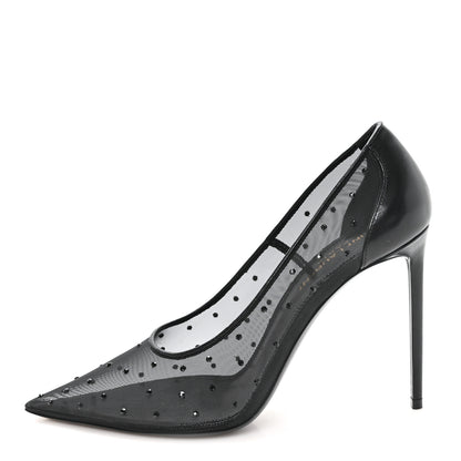 Saint Laurent Rhinestone Mesh 105 Anja Pumps 38 Black 1 of 8