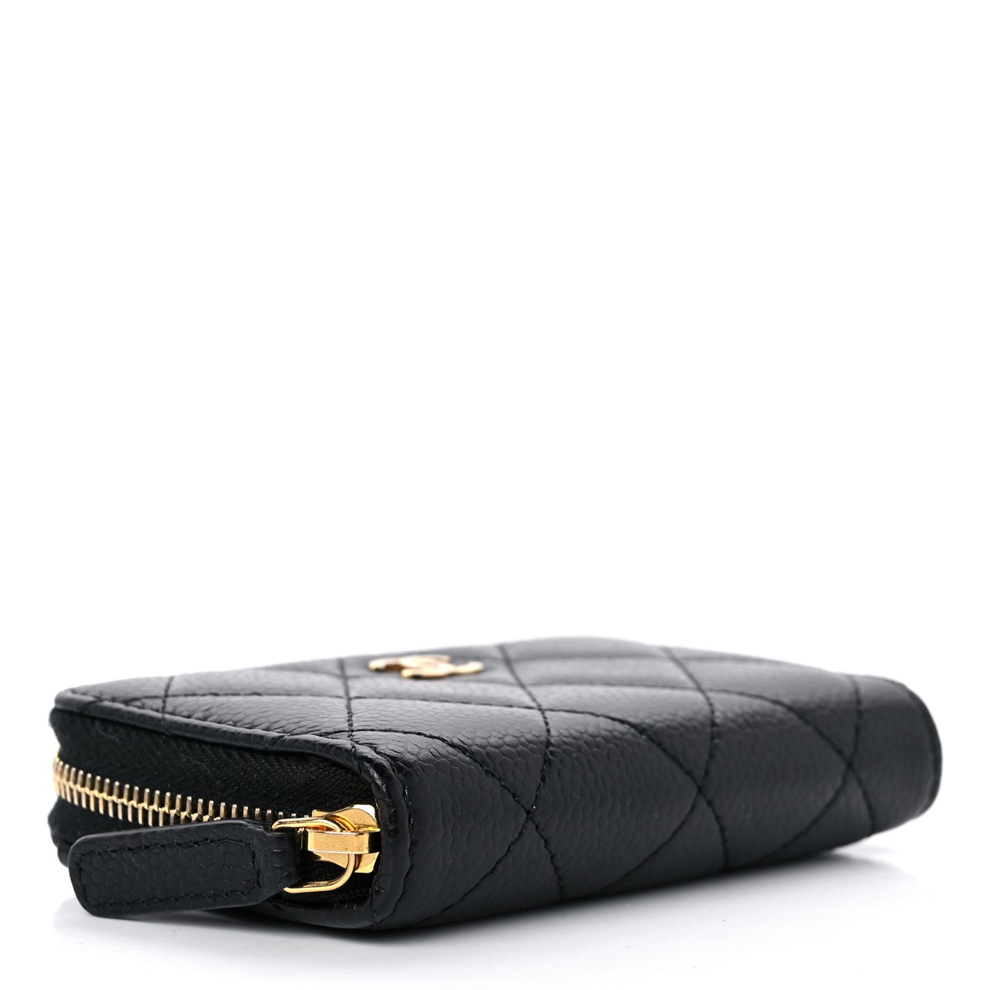 Caviar Quilted Zip Coin Purse Black