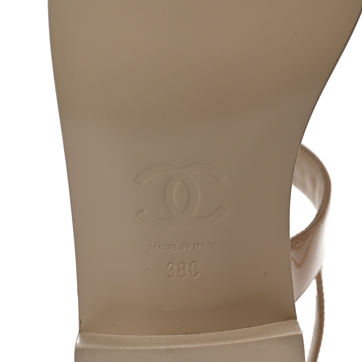 Chanel Lambskin Patent Chain CC Logo Thong Sandals 38 Beige 6 of 9