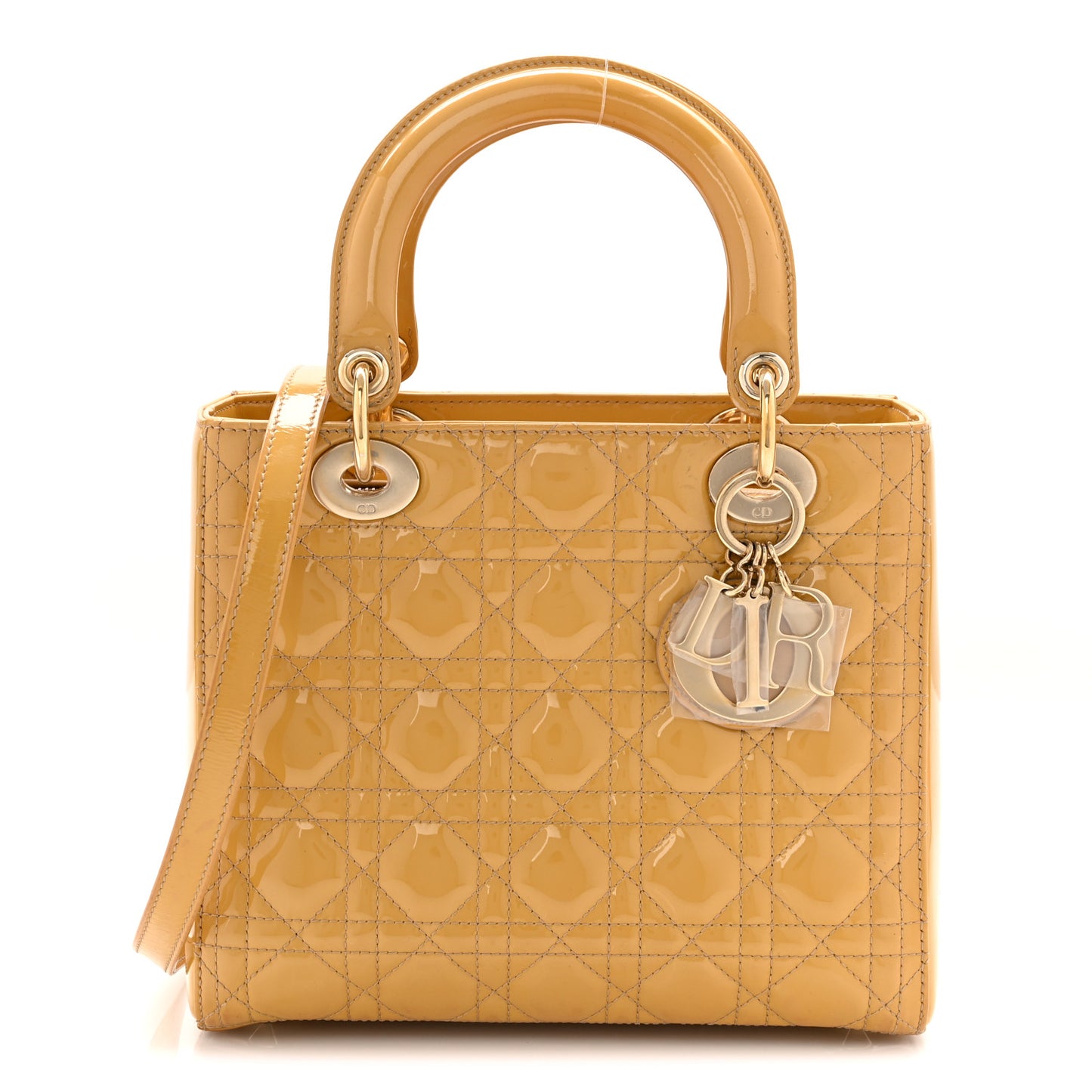 Patent Cannage Medium Lady Dior Beige