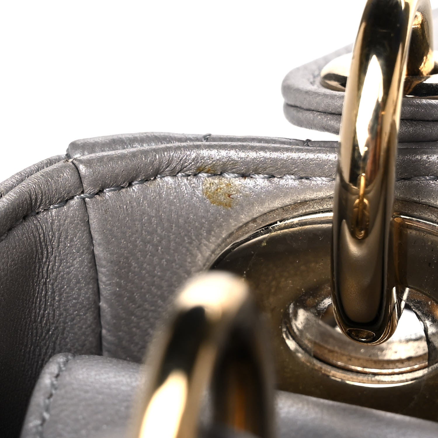 Christian Dior Metallic Lambskin Cannage Mini Lady Dior Grey 18 of 20