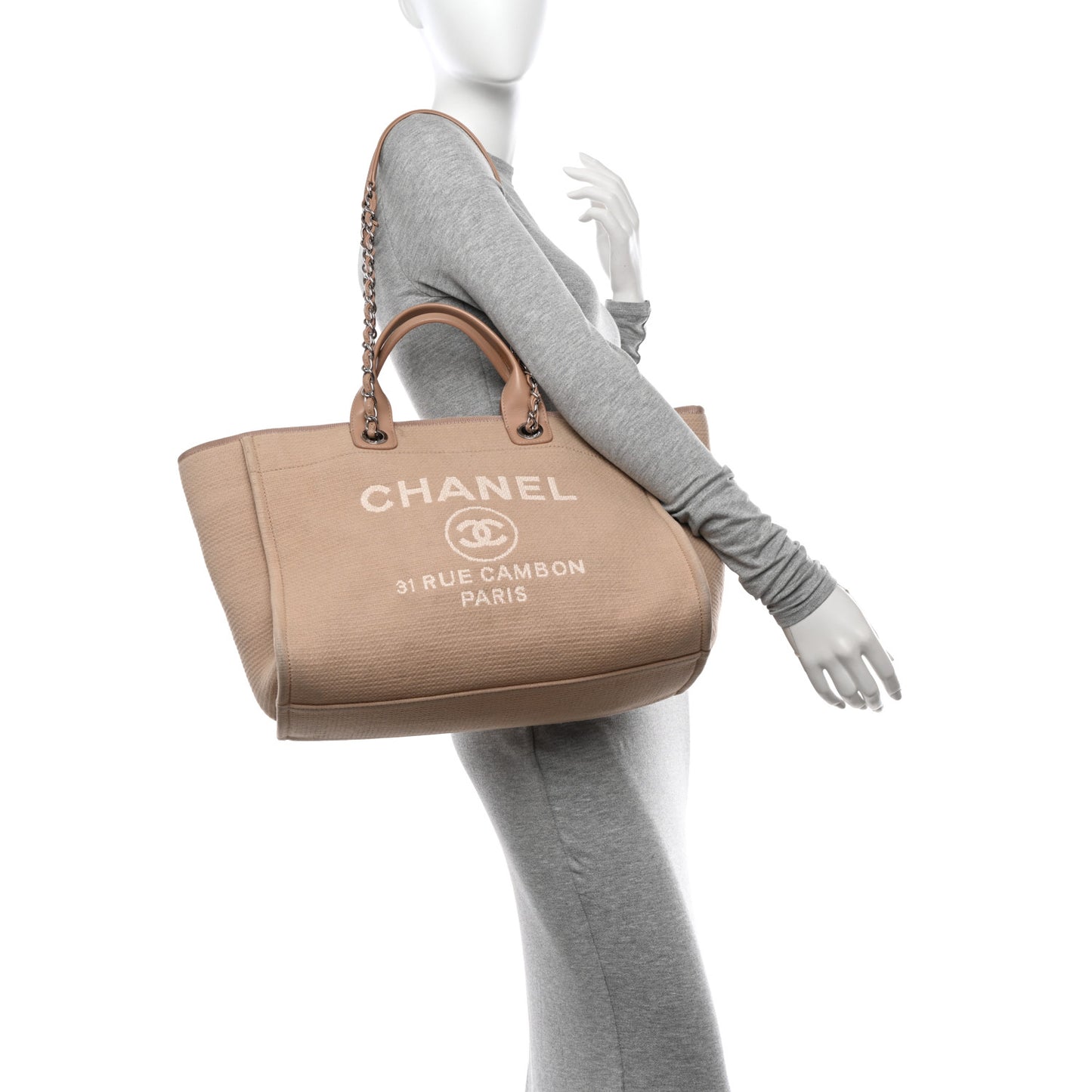 Mixed Fibers Medium Deauville Tote Beige