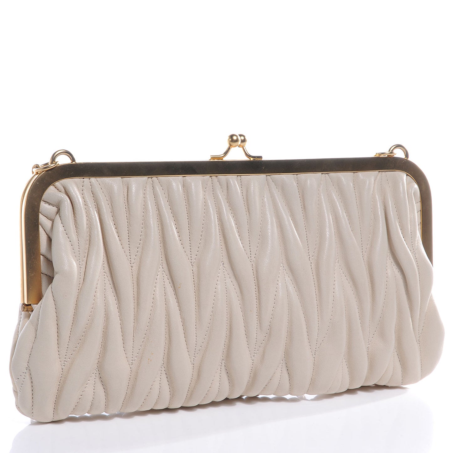 Leather Matelasse Lux Clutch Cream