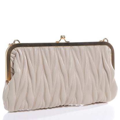 Miu Miu Leather Matelasse Lux Clutch Cream 3 of 8