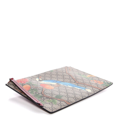 Gucci GG Supreme Monogram Tian Large Zip Pouch Beige Multicolor Red 4 of 8