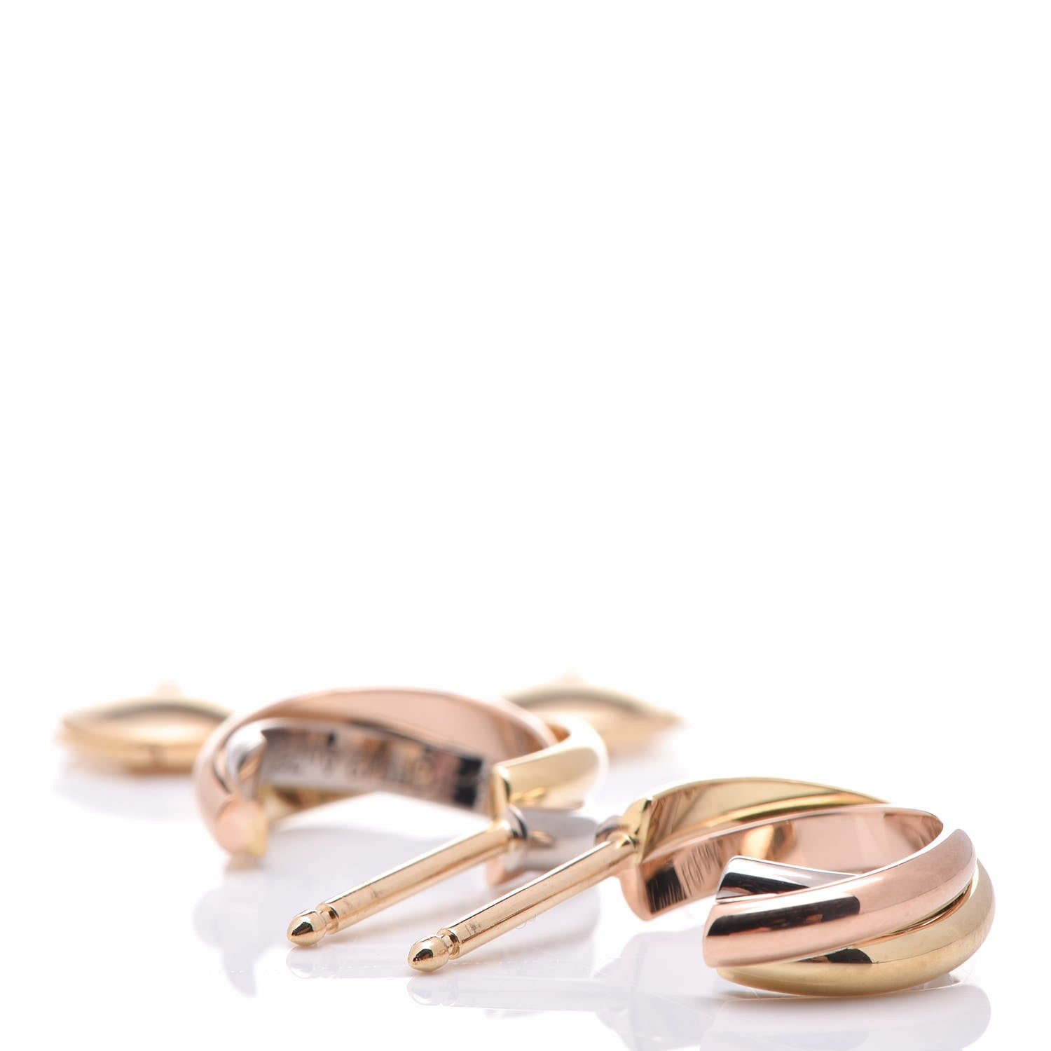 Cartier 18K Pink Yellow White Gold 13mm Trinity Hoop Earrings 3 of 7