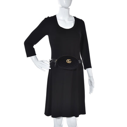 Gucci Velvet Matelasse GG Marmont Belt Bag 95 38 Black 2 of 9