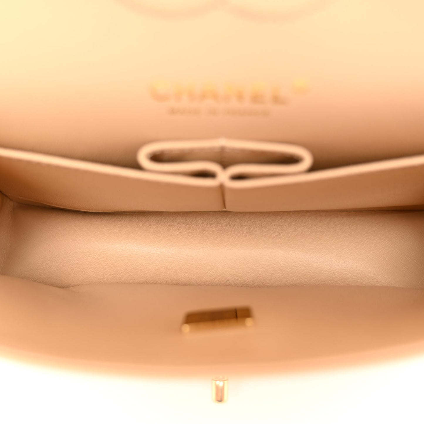 Caviar Quilted Small Double Flap Beige