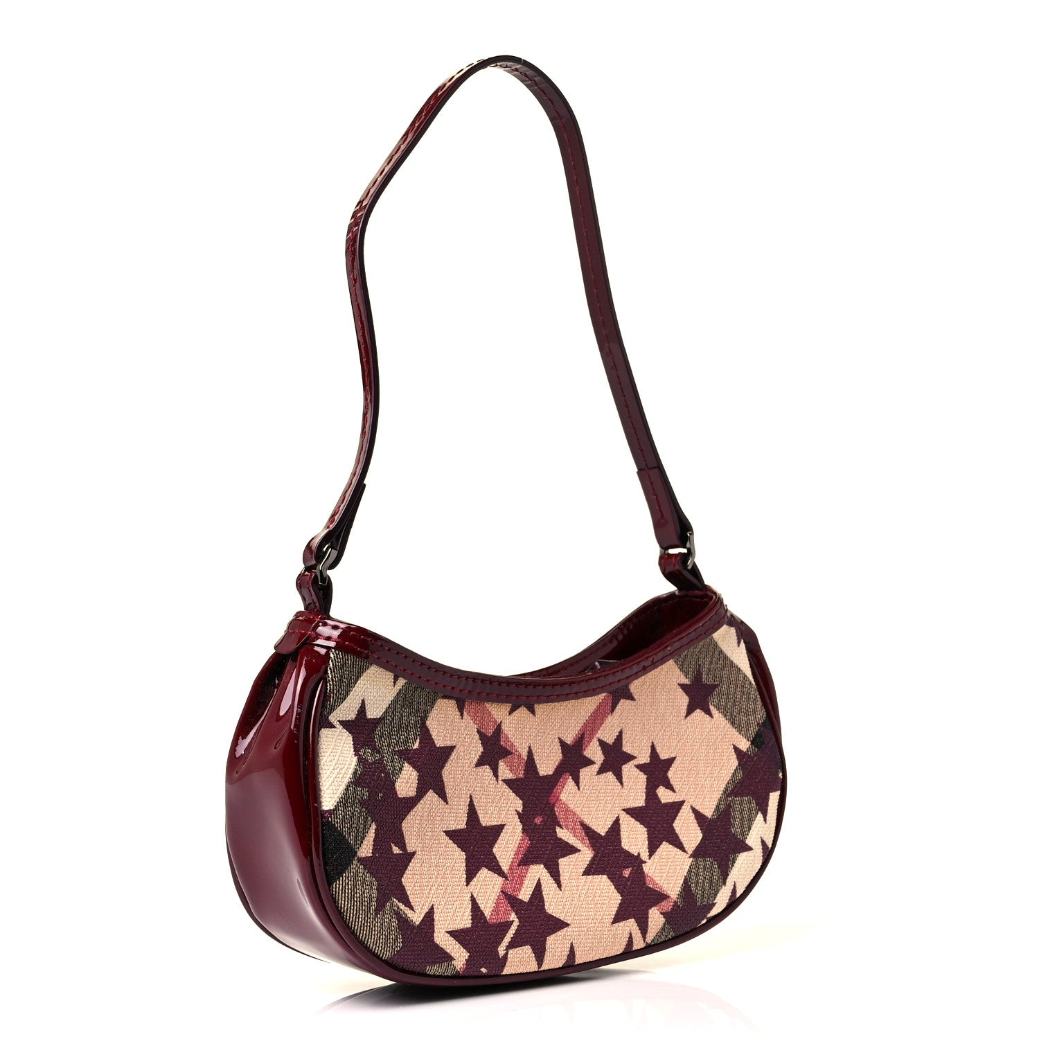 Burberry Patent Supernova Check Stars Small Shoulder Bag Berry Red 2 of 9