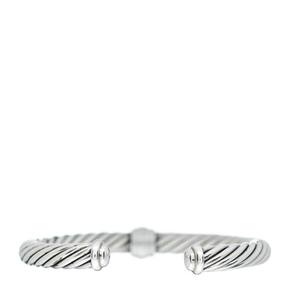David Yurman Sterling Silver 18K White Gold Diamond 7mm Cable Classics Station Bracelet 3 of 5