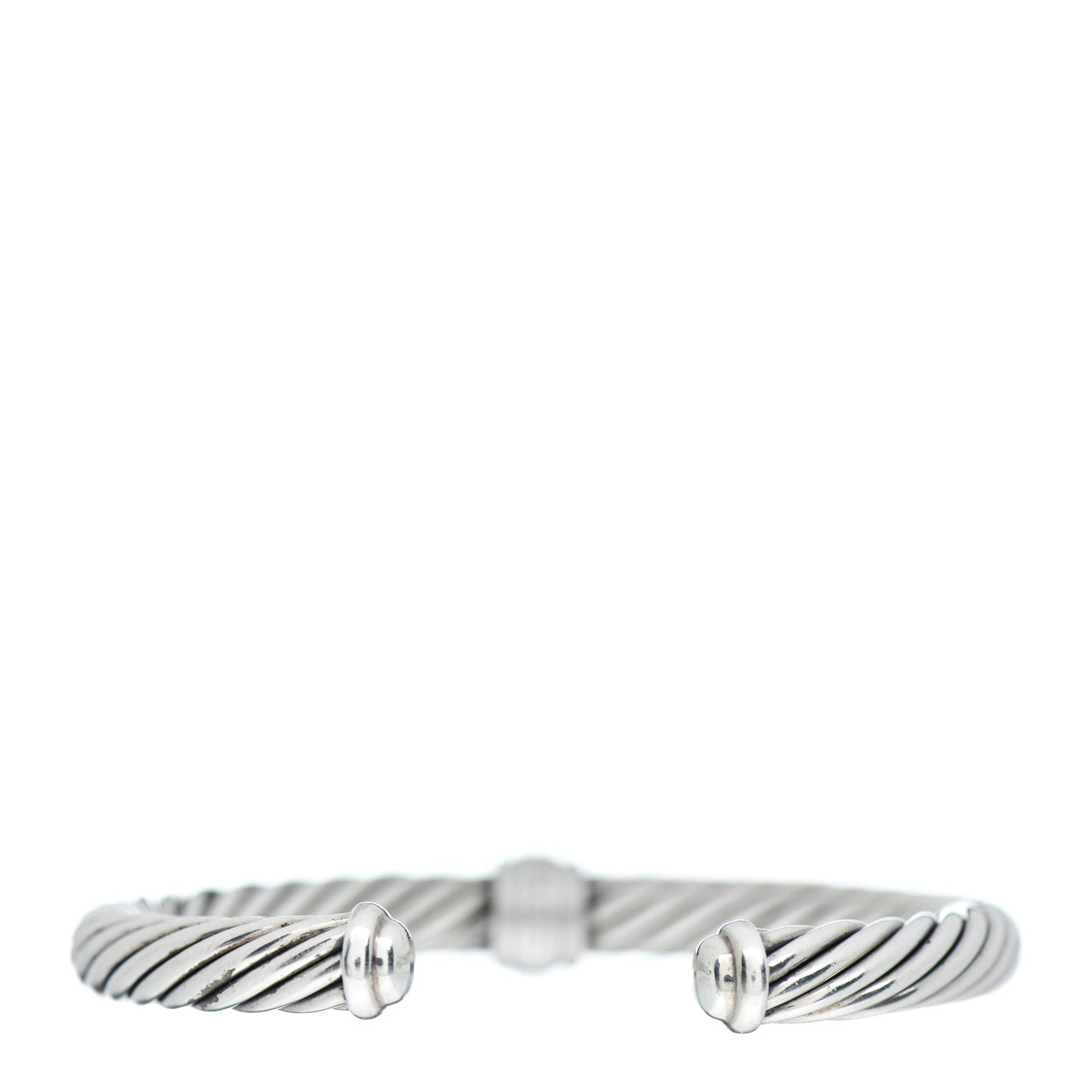 Sterling Silver 18K White Gold Diamond 7mm Cable Classics Station Bracelet