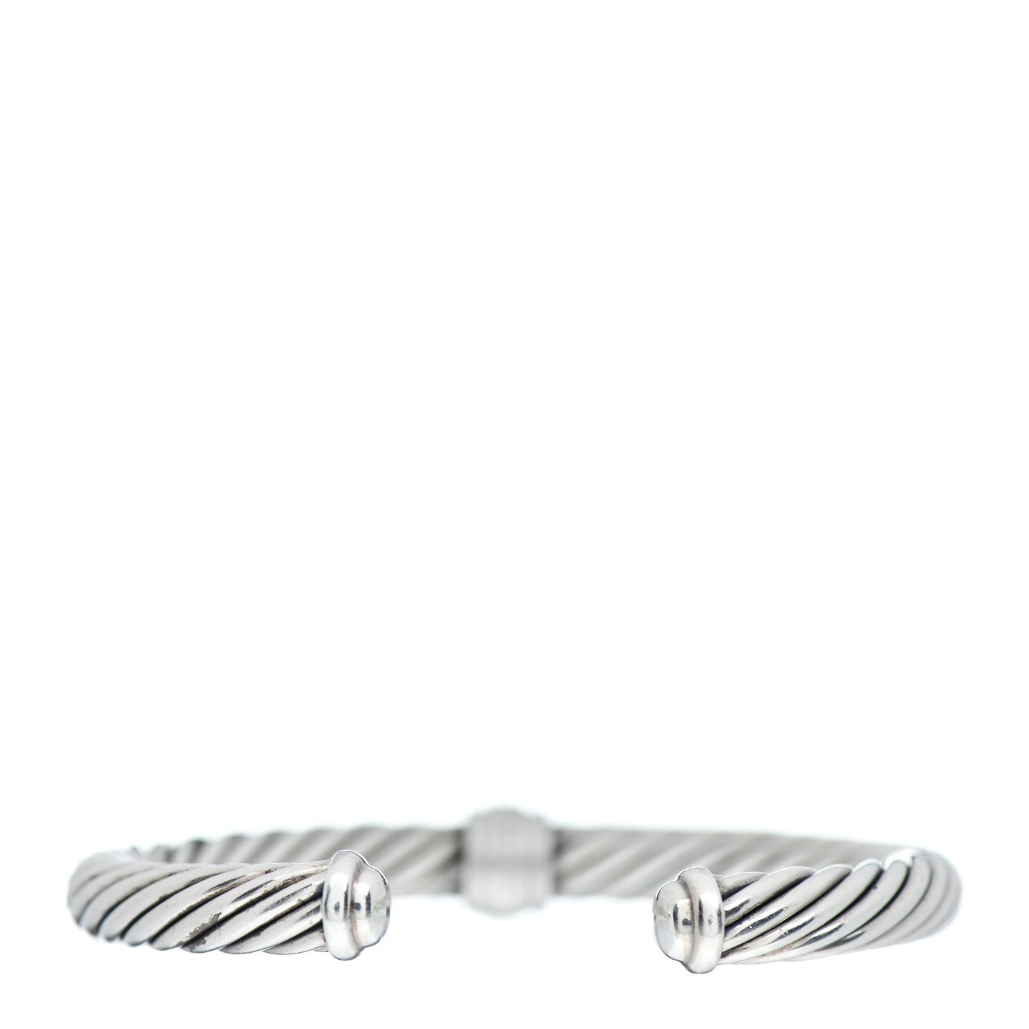 David Yurman Sterling Silver 18K White Gold Diamond 7mm Cable Classics Station Bracelet 3 of 5