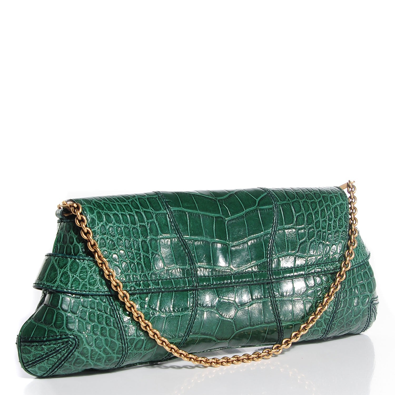 Gucci Alligator Horsebit Clutch Green 3 of 7