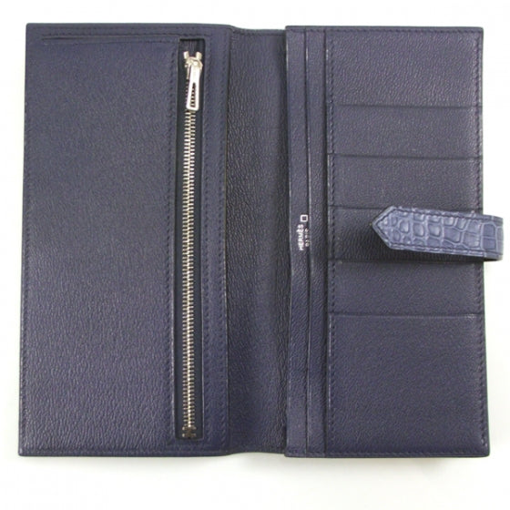Hermes Alligator Bearn H Wallet Bleu Brighton 5 of 9