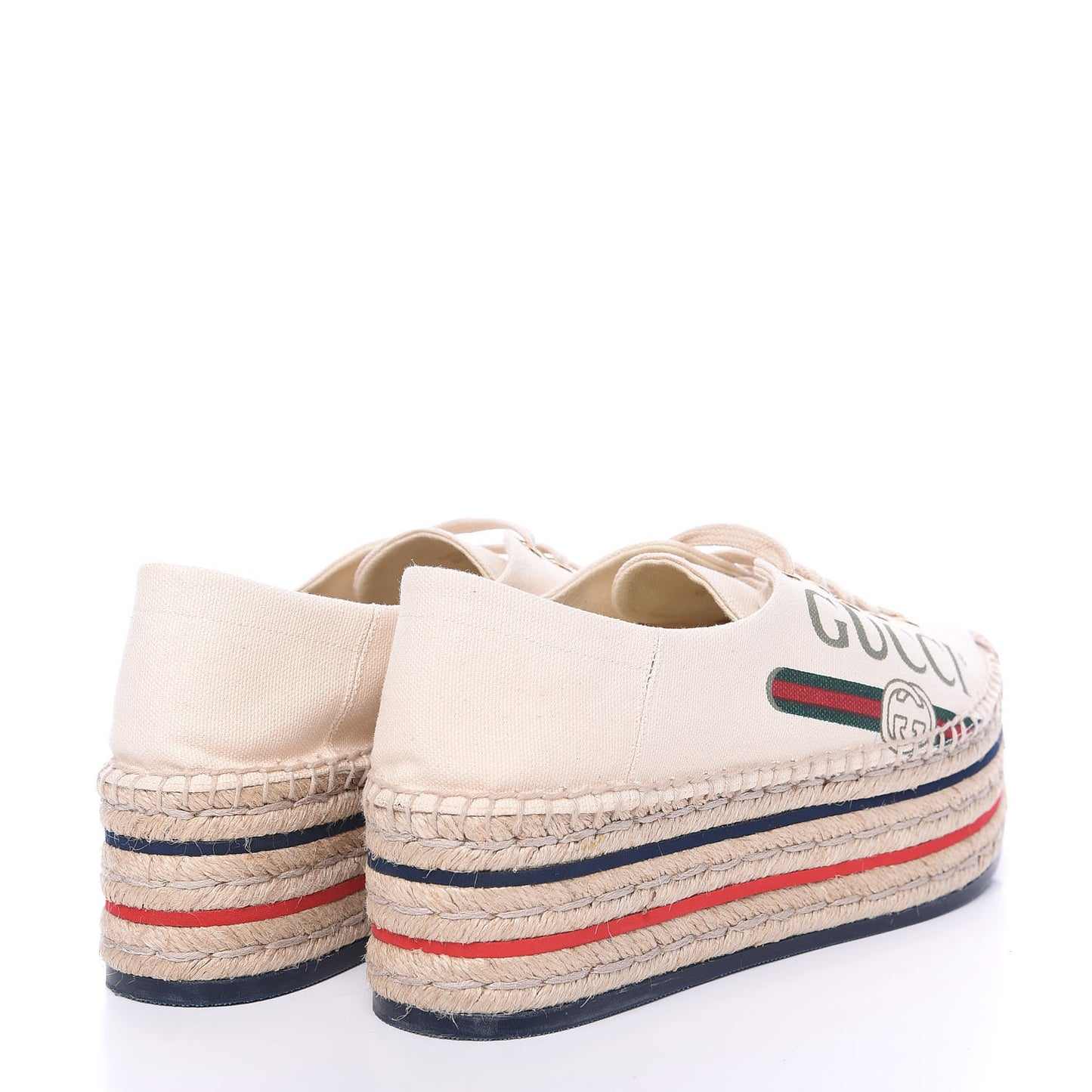 Canvas Logo Lace-Up Platform Espadrilles 39.5 Greggio Grege