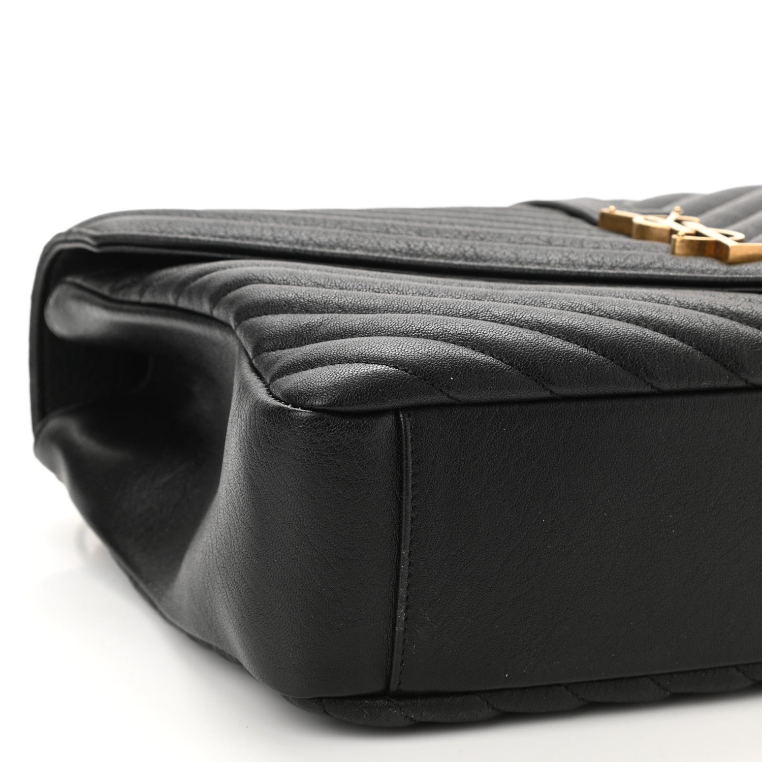 Saint Laurent Sheepskin Matelasse Chevron Monogram Large College Satchel Black 10 of 11