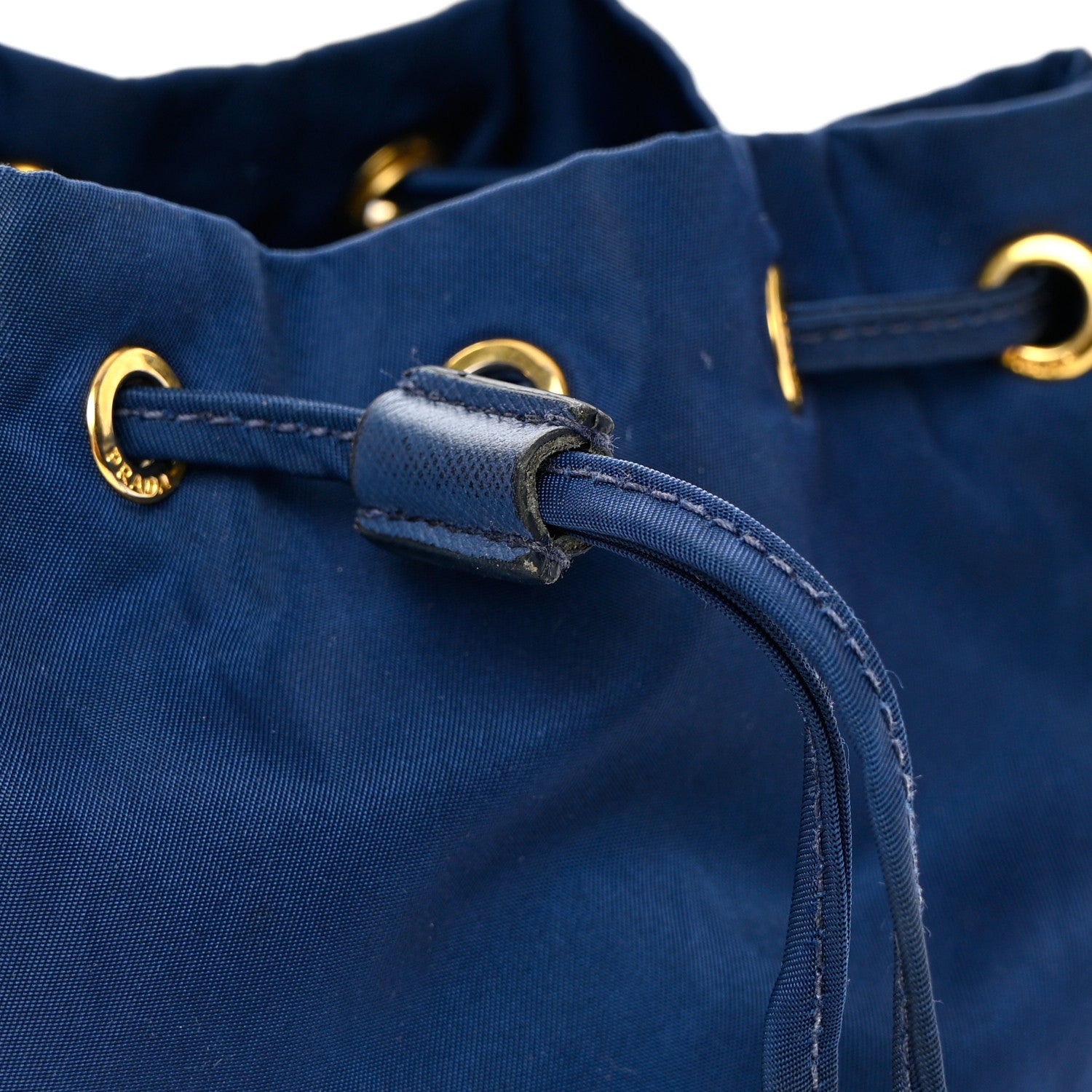 Prada Saffiano Tessuto Nylon Vela Bucket Wristlet Blue 15 of 16