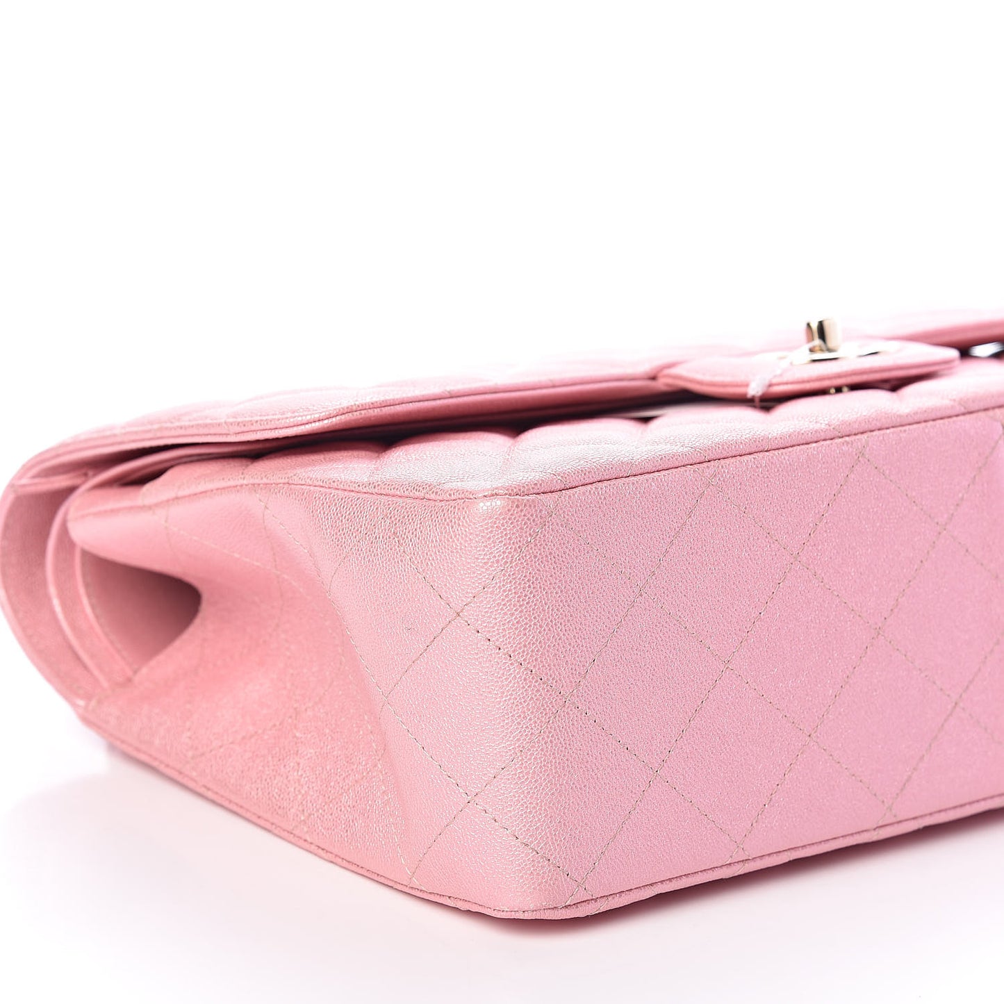 Iridescent Caviar Quilted Jumbo Double Flap Rose Pink