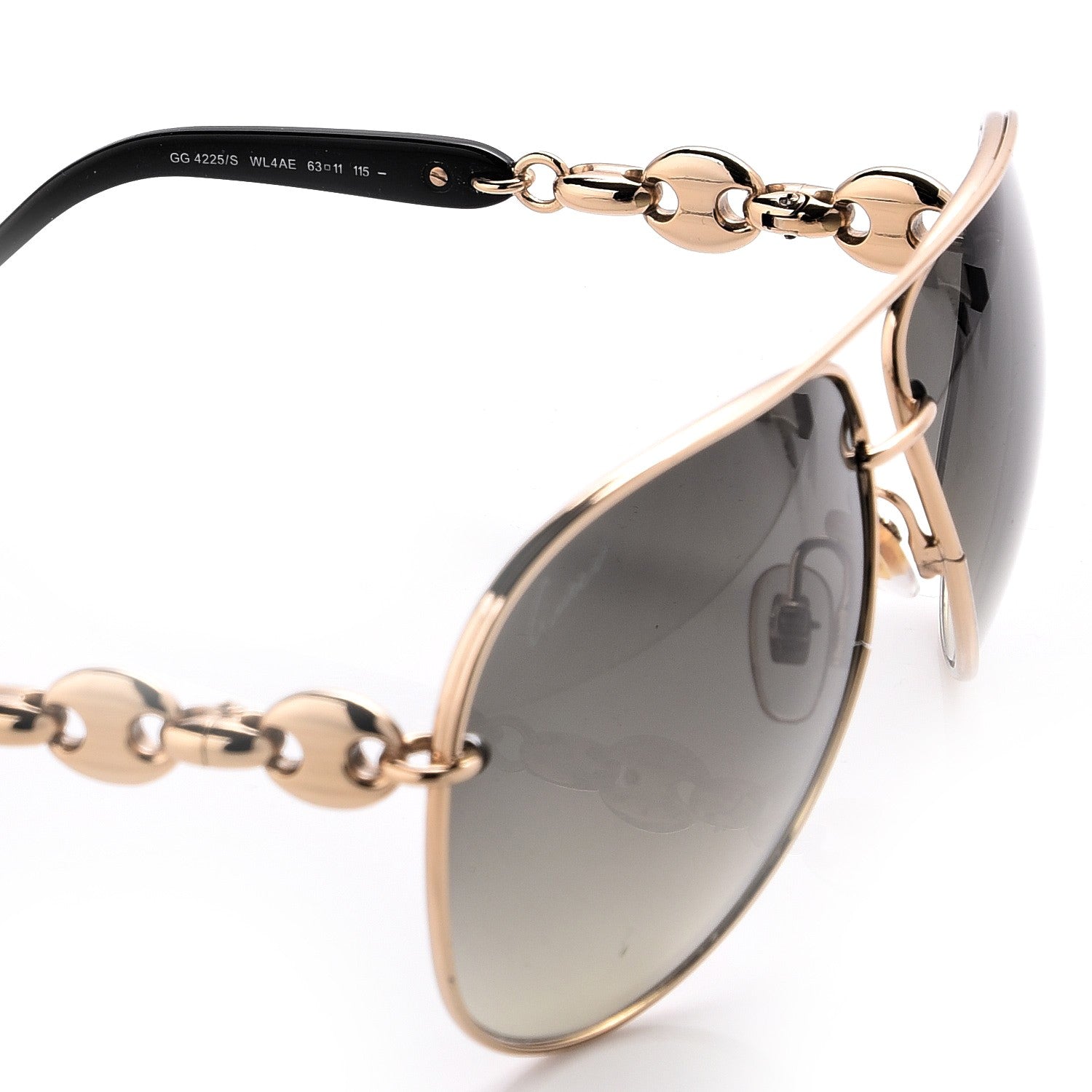 Gucci Marina Chain Aviator Sunglasses GG 4225/S Gold Black 6 of 9