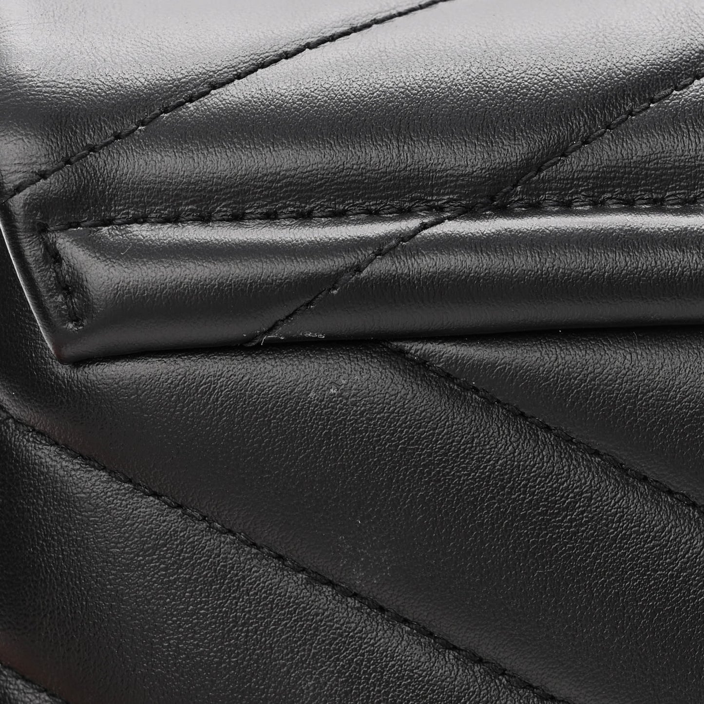 Calfskin Y Quilted Monogram Monochrome Toy Loulou Crossbody Bag Black