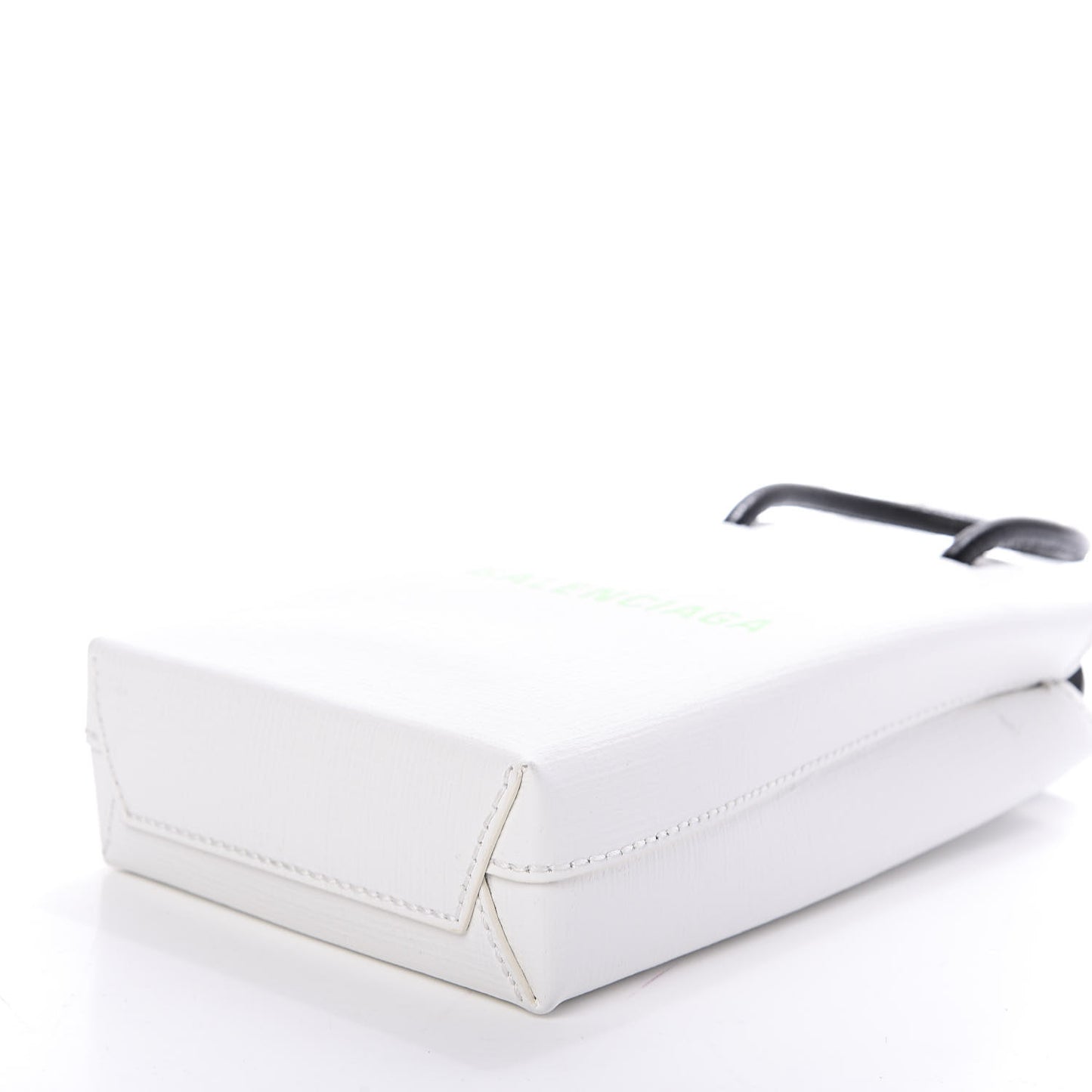 Squared Calfskin Logo Shopping Phone Holder Bag White Light Green