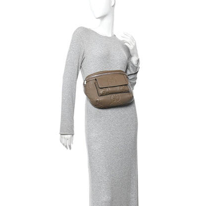 Gucci Piuma Calfskin Jumbo GG Embossed Pocket Belt Bag Good Taupe 2 of 10