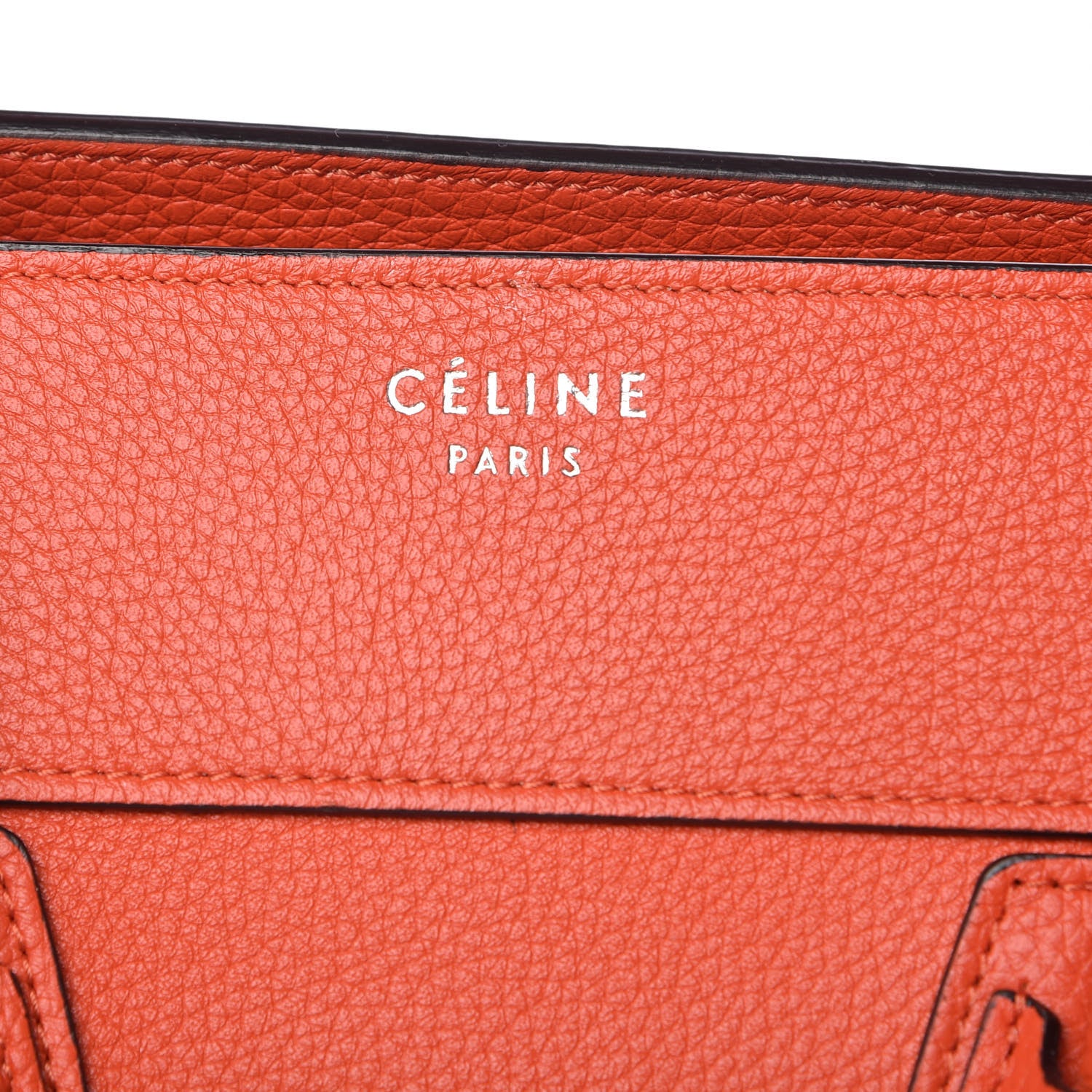 Celine Drummed Calfskin Mini Luggage Vermillion 6 of 12