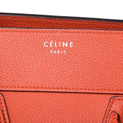 Celine Drummed Calfskin Mini Luggage Vermillion 6 of 12