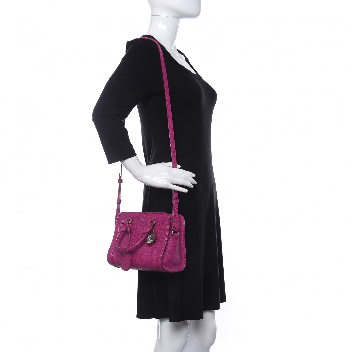 Alexander McQueen Grainy Calfskin Mini Padlock Zip Satchel Pink 2 of 11