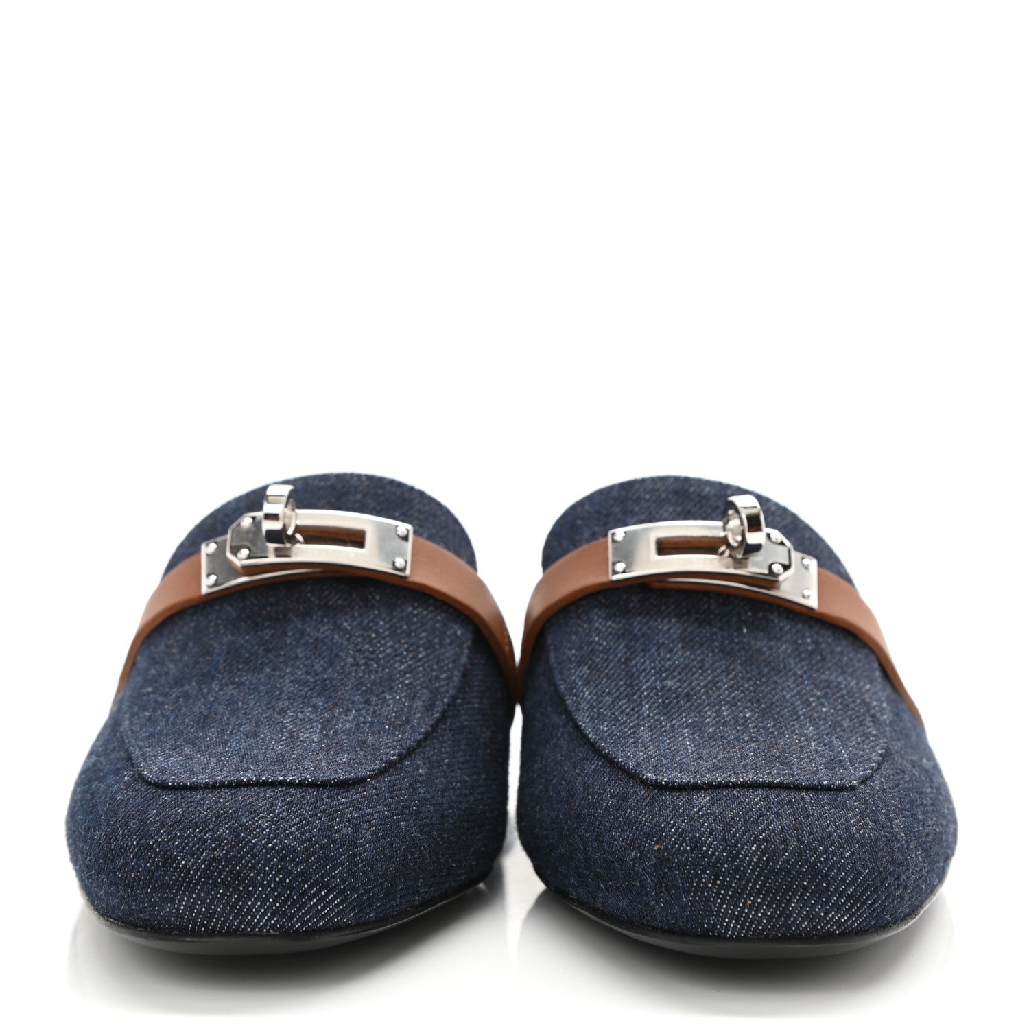 Hermes Calfskin Denim Oz Mules 36 Bleu Brut Gold 2 of 9