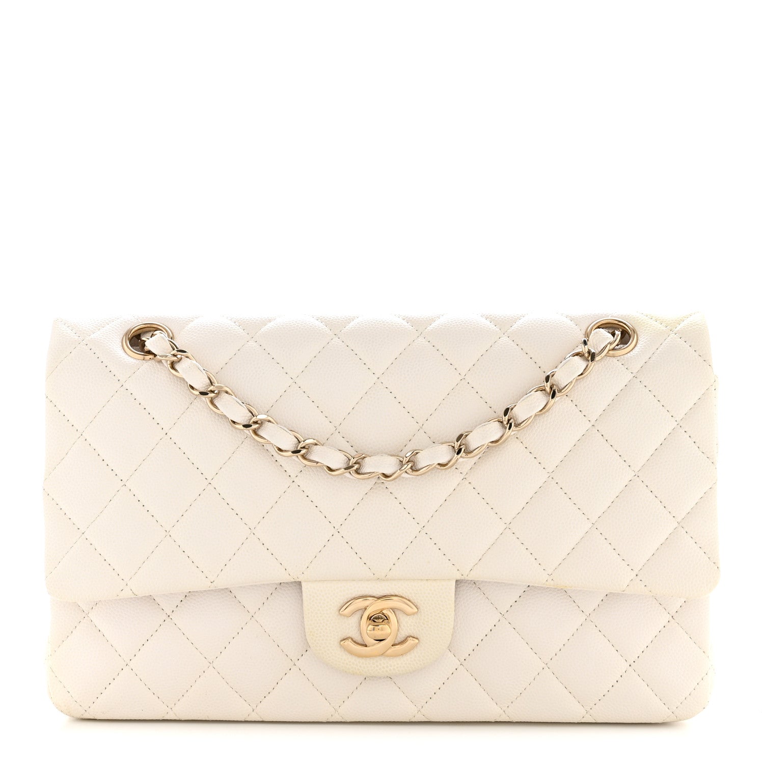 Chanel Caviar Quilted Medium Double Flap White 1 of 15