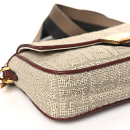 Fendi Sardinian Jacquard Vitello King FF 1974 Embroidered Baguette Corda Praline 9 of 11