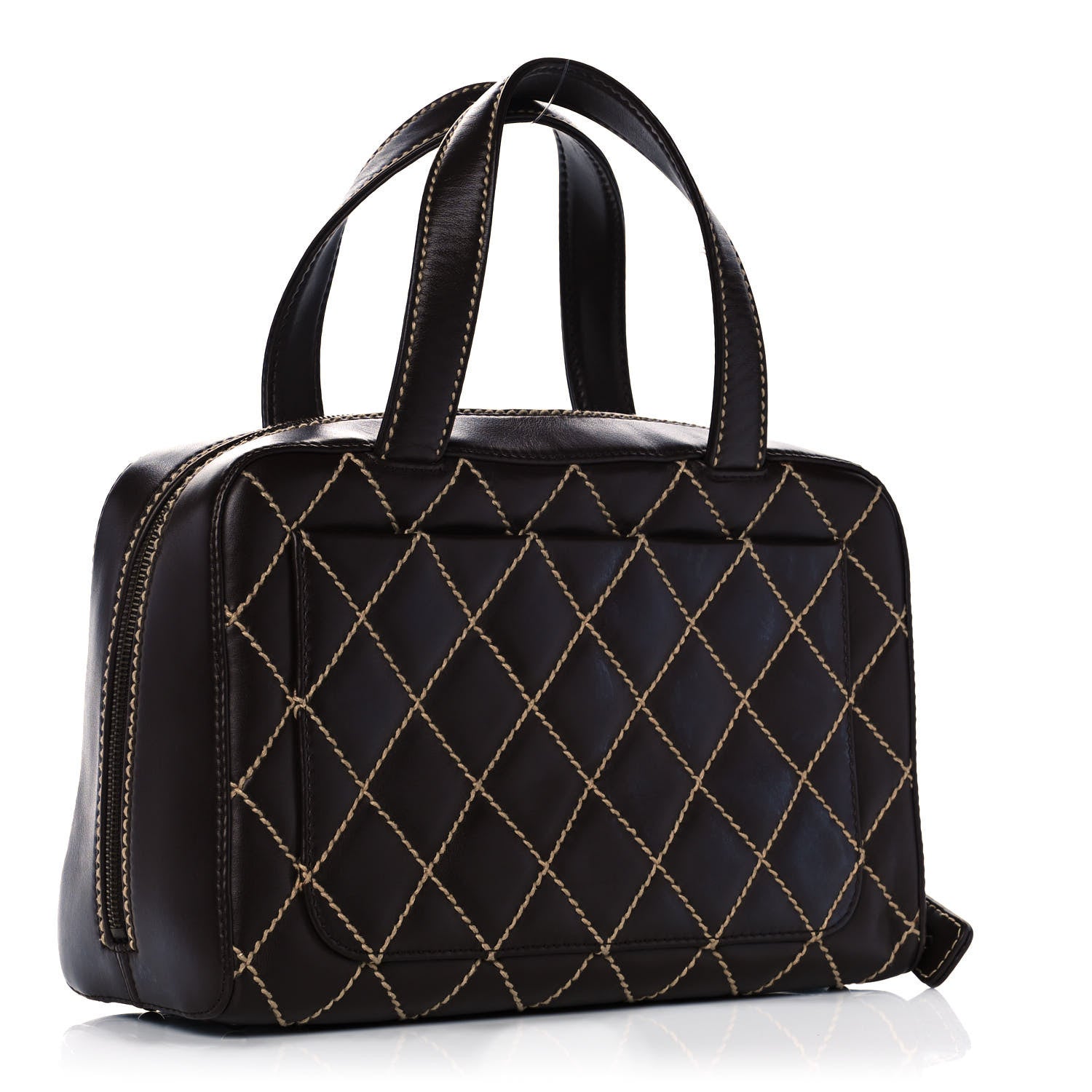 Chanel Calfskin Contrast Stitch Surpique Bowler Dark Brown 2 of 16