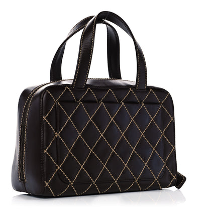 Chanel Calfskin Contrast Stitch Surpique Bowler Dark Brown 2 of 16