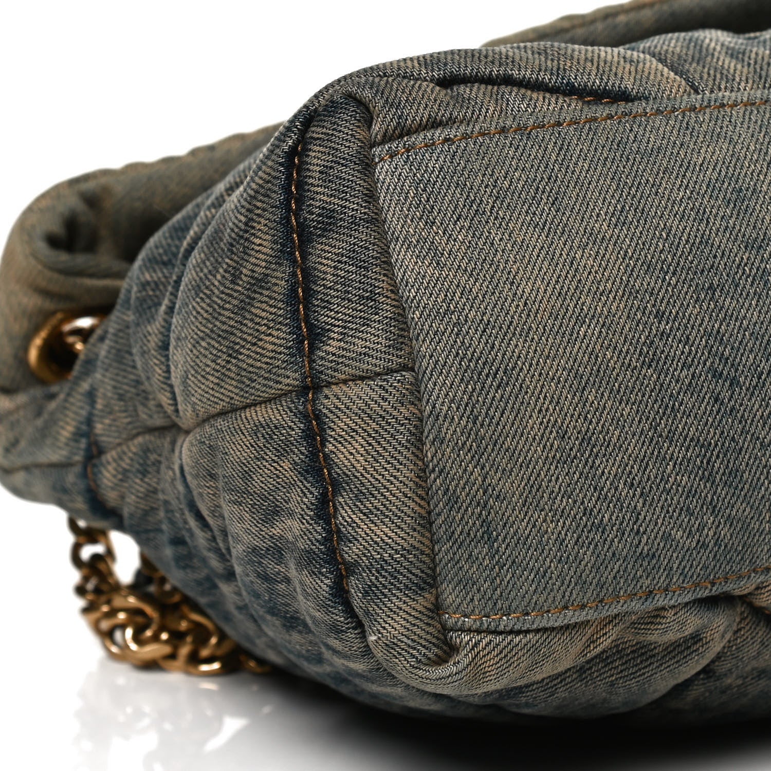 Saint Laurent Denim Quilted Small Loulou Puffer Monogram Chain Satchel Rodeo Blue 7 of 9