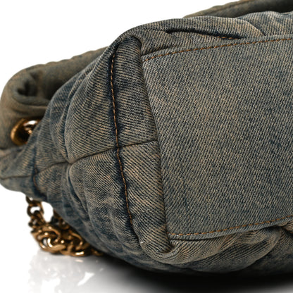 Saint Laurent Denim Quilted Small Loulou Puffer Monogram Chain Satchel Rodeo Blue 7 of 9