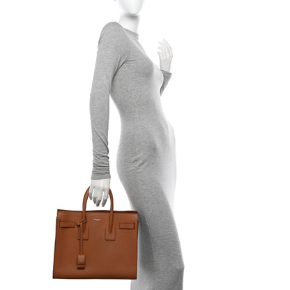 Saint Laurent Grained Calfskin Small Sac De Jour Saddle Brown 2 of 13