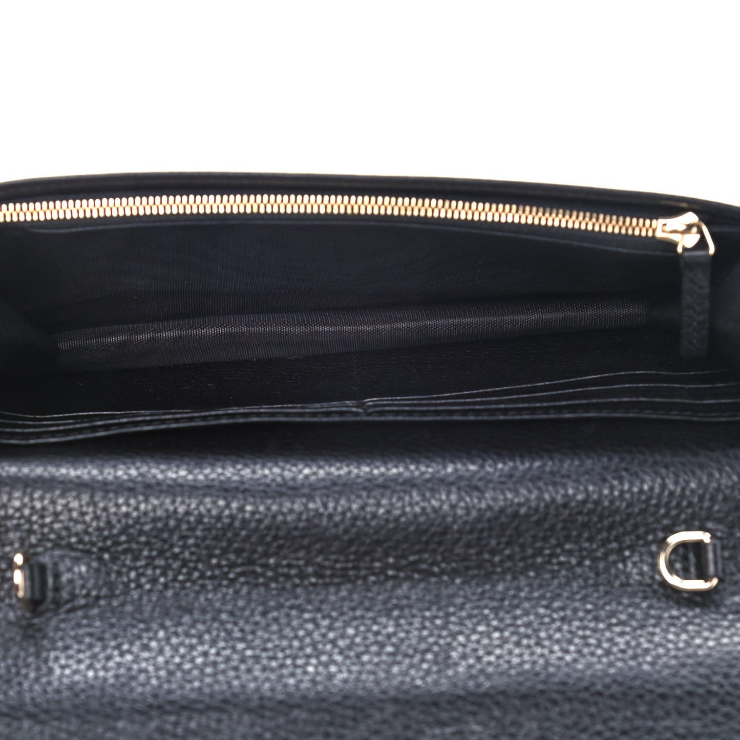 Pebbled Calfskin Soho Wallet on Chain Black
