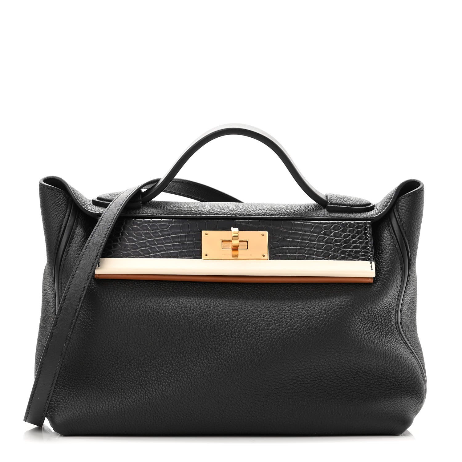 Hermes Togo Matte Alligator Swift Touch 24/24 29 Black Nata Gold 1 of 9
