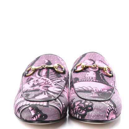 Gucci Silk Satin GG Wallpaper Saint Romain Womens Princetown Slippers 36.5 Pink Black 2 of 7