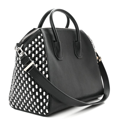 Givenchy Sugar Goatskin Woven Medium Antigona Black White 3 of 12