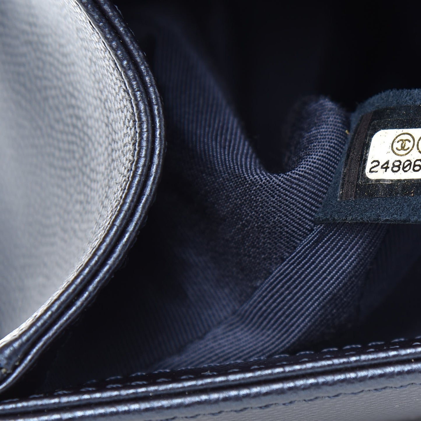 Metallic Caviar Quilted Medium Boy Flap Navy